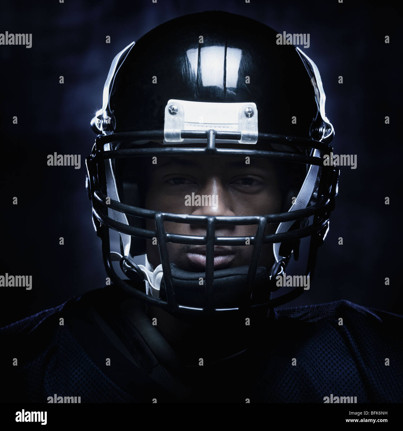 Close up of African football player in helmet Stock Photo Alamy