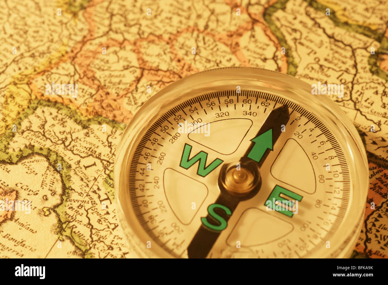 Map of Europe and compass Stock Photo Alamy