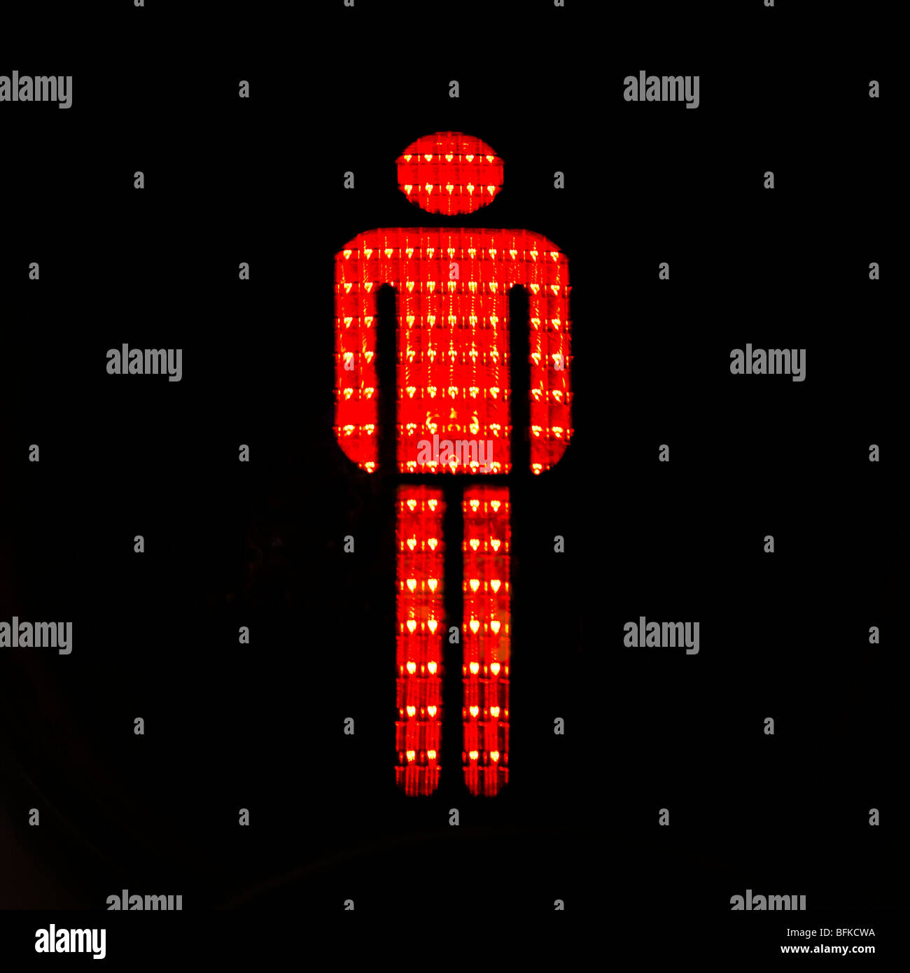 Red man of German Pedestrian-Traffic-Light Walking Men, Germany. Stock Photo