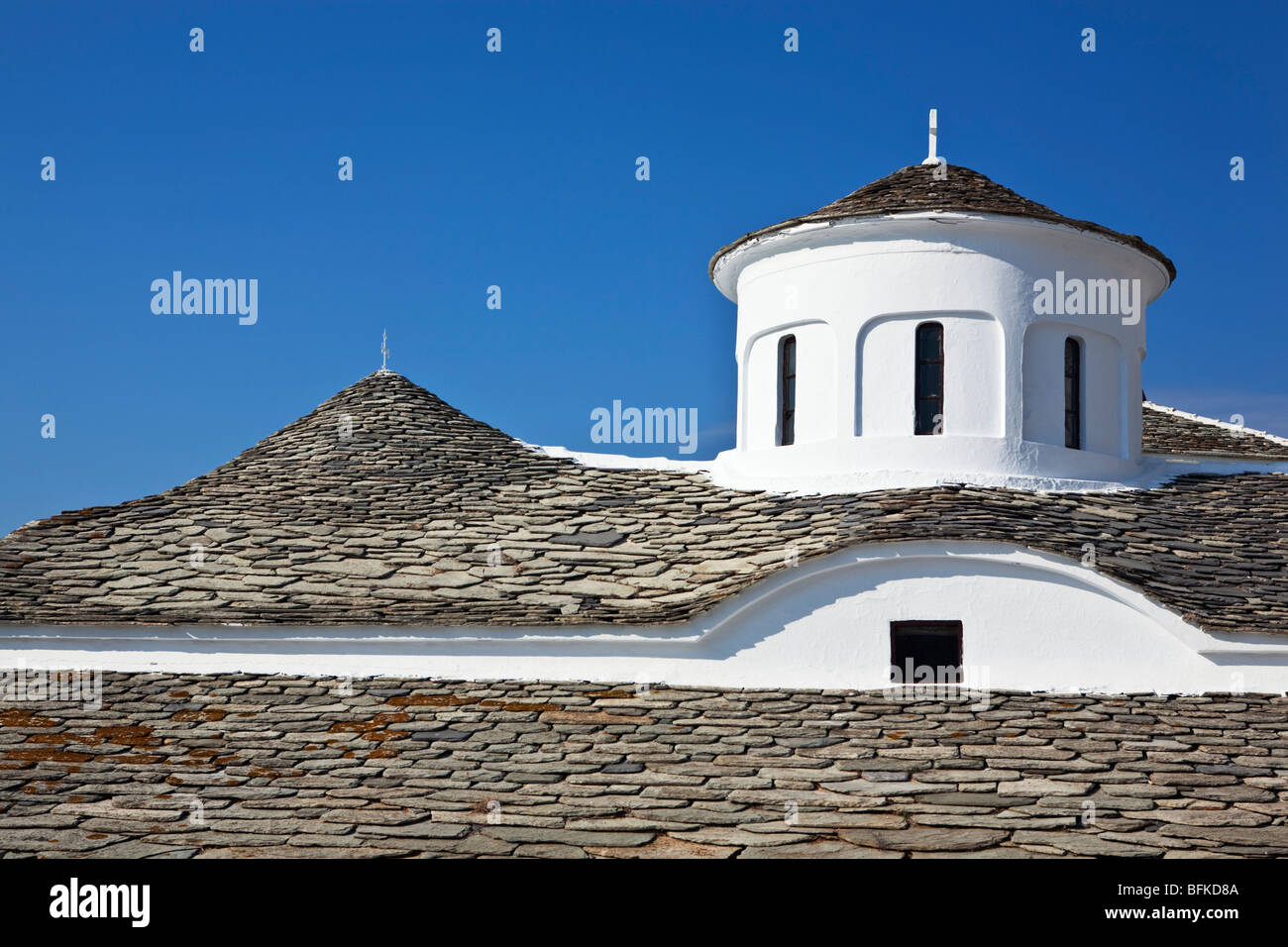 Traditional tiled roof Skopelos Island Greek Islands Greece Stock Photo