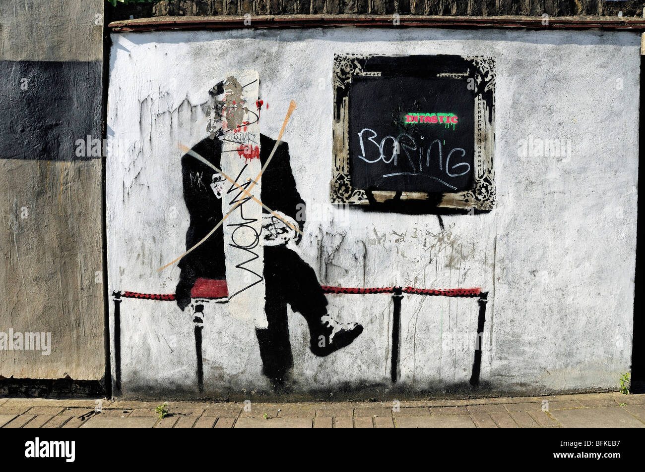 Defaced Banksy Highbury Islington London England UK Stock Photo