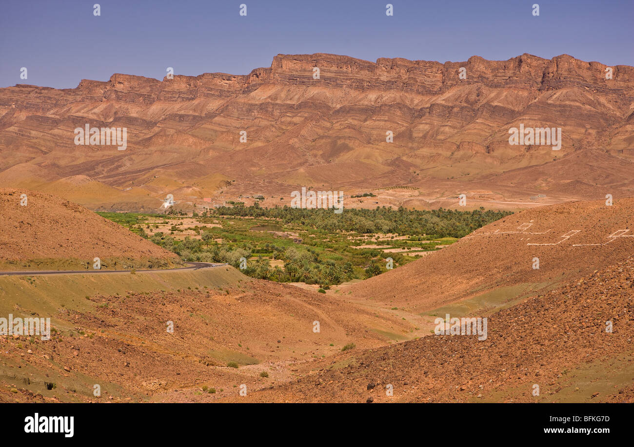 DRAA VALLEY, MOROCCO - oasis in desert landscape Stock Photo