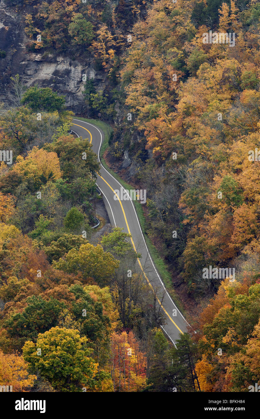 Autumn Color on Route 80 in Breaks Interstate Park in Kentucky Stock