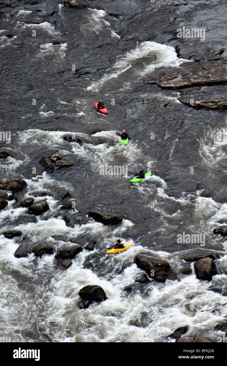 Kayakers on the Russell Fork River in Breaks Interstate Park in Virginia Stock Photo