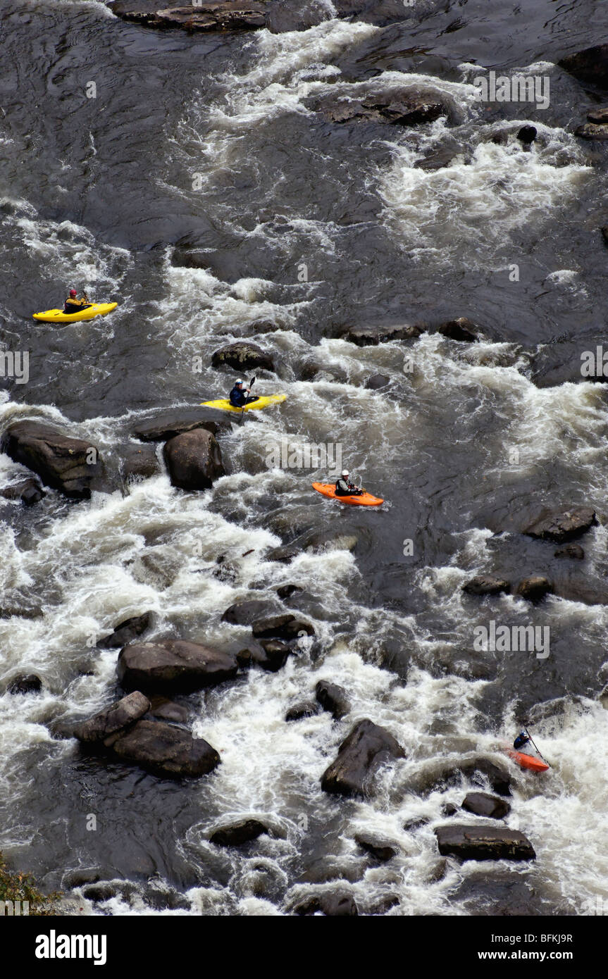 Kayakers on the Russell Fork River in Breaks Interstate Park in Virginia Stock Photo