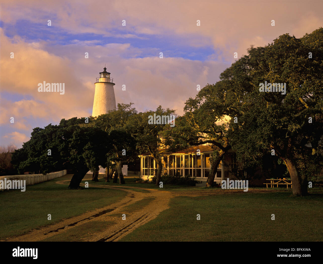 Evening Light on Ocracoke Lighthouse on Ocracoke Island in North
