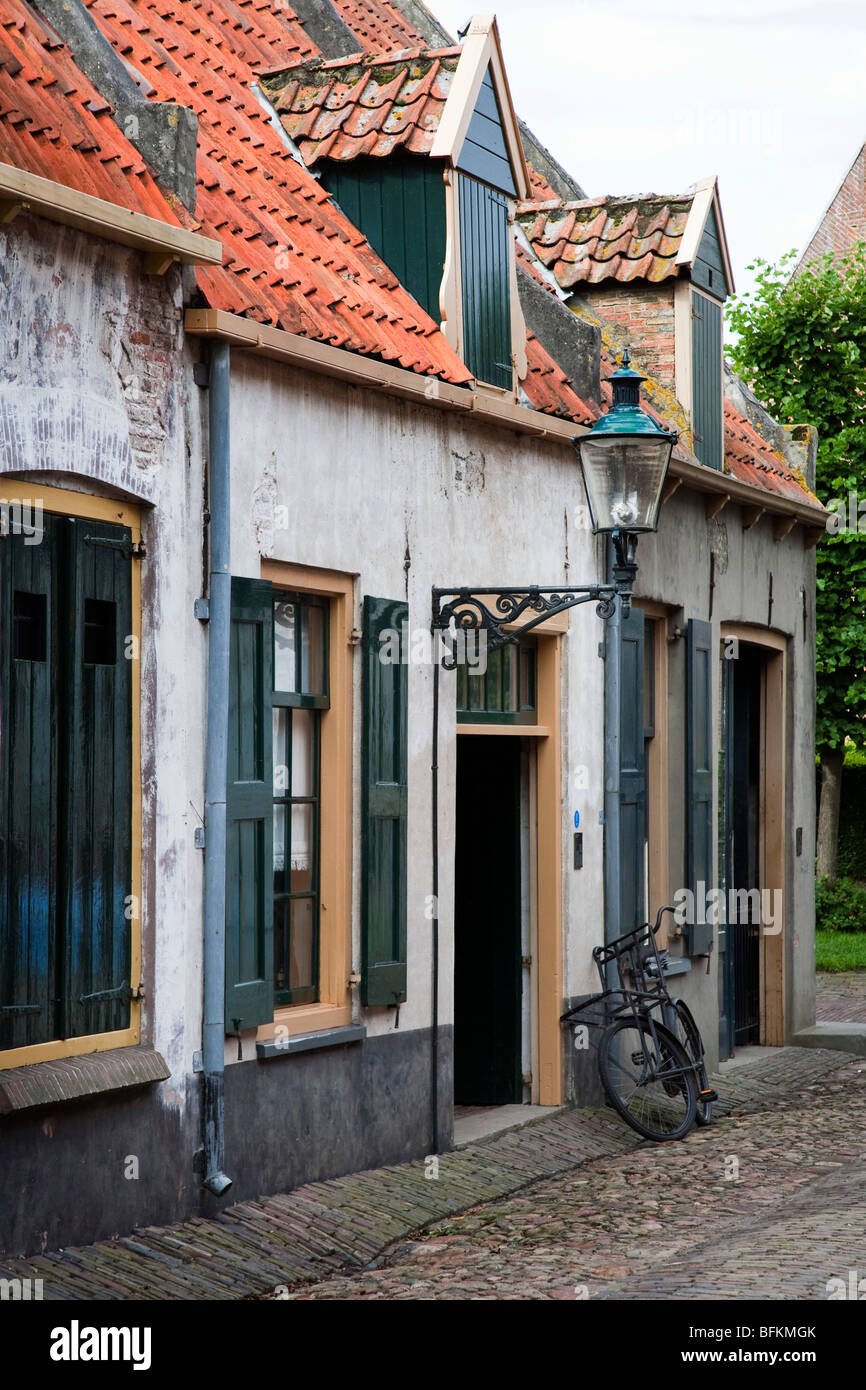 Street with bicycle Zuiderzeemuseum Enkhuizen Netherlands Stock Photo