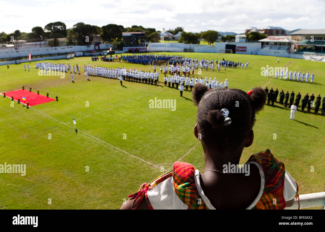 Gun salute from the army and police on Independence Day celebrations, St  Johns, Antigua Stock Photo - Alamy