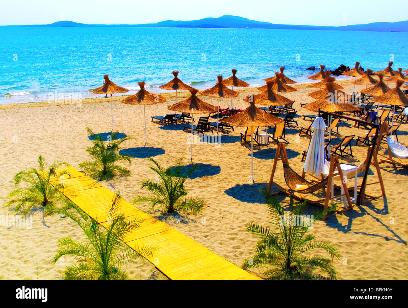 Sunny beach resort in Bulgaria on summer holiday Stock Photo