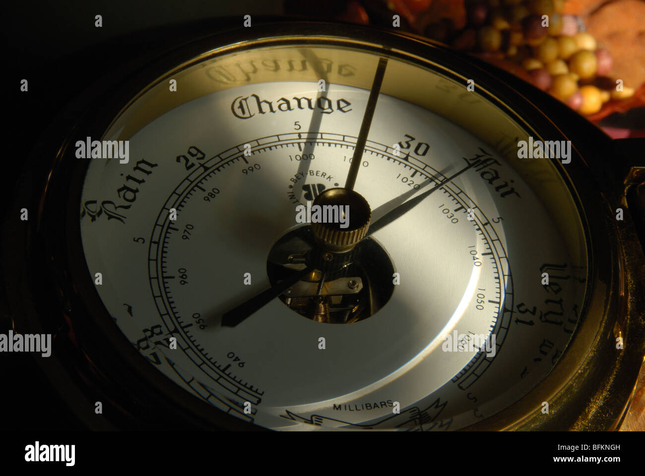 The dial and face of an aneroid barometer Stock Photo Alamy