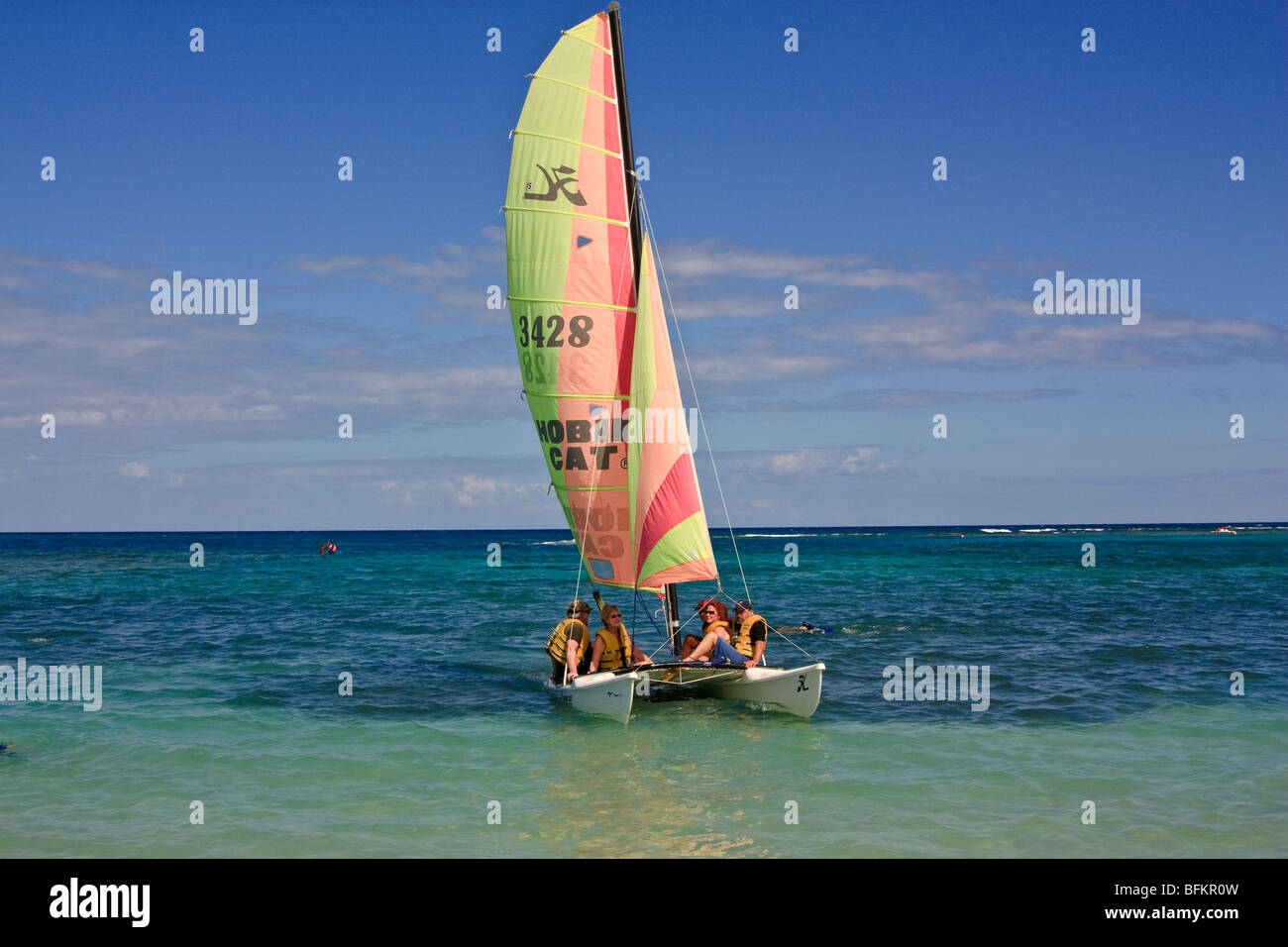 People sailing on Hobie Cat catamarans, Atlantic Ocean, Caribbean, Cuba