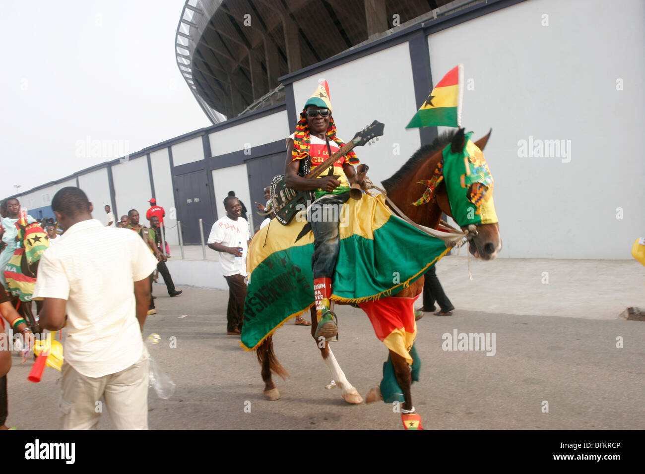 Fans and supporters. Ghana V Nigeria in the Quarter final of the African Cup nations 2008. Ohene Djan stadium. Accra. Ghana. Stock Photo