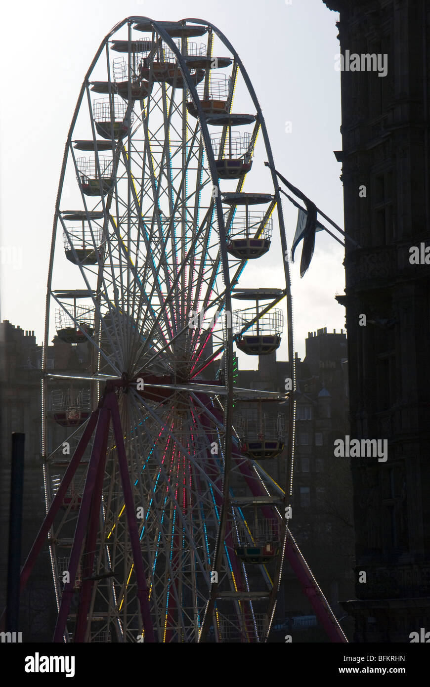 The big wheel, part of the Edinburgh Christmas celebrations, before the
