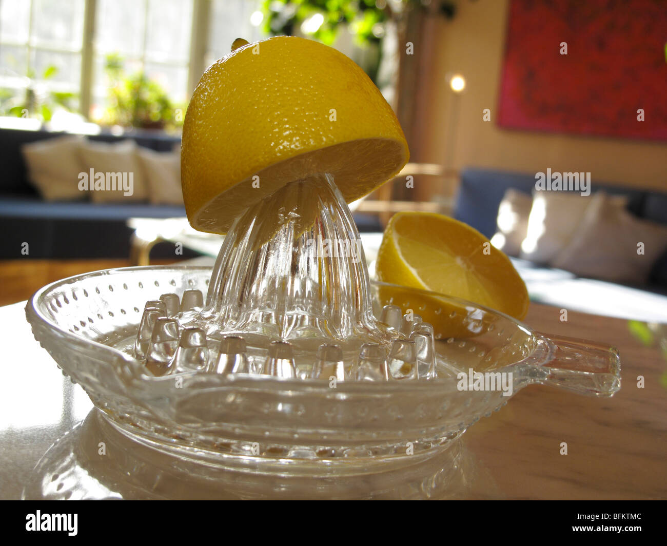 Freshly squeezed lemon juice in juice Stock Photo Alamy