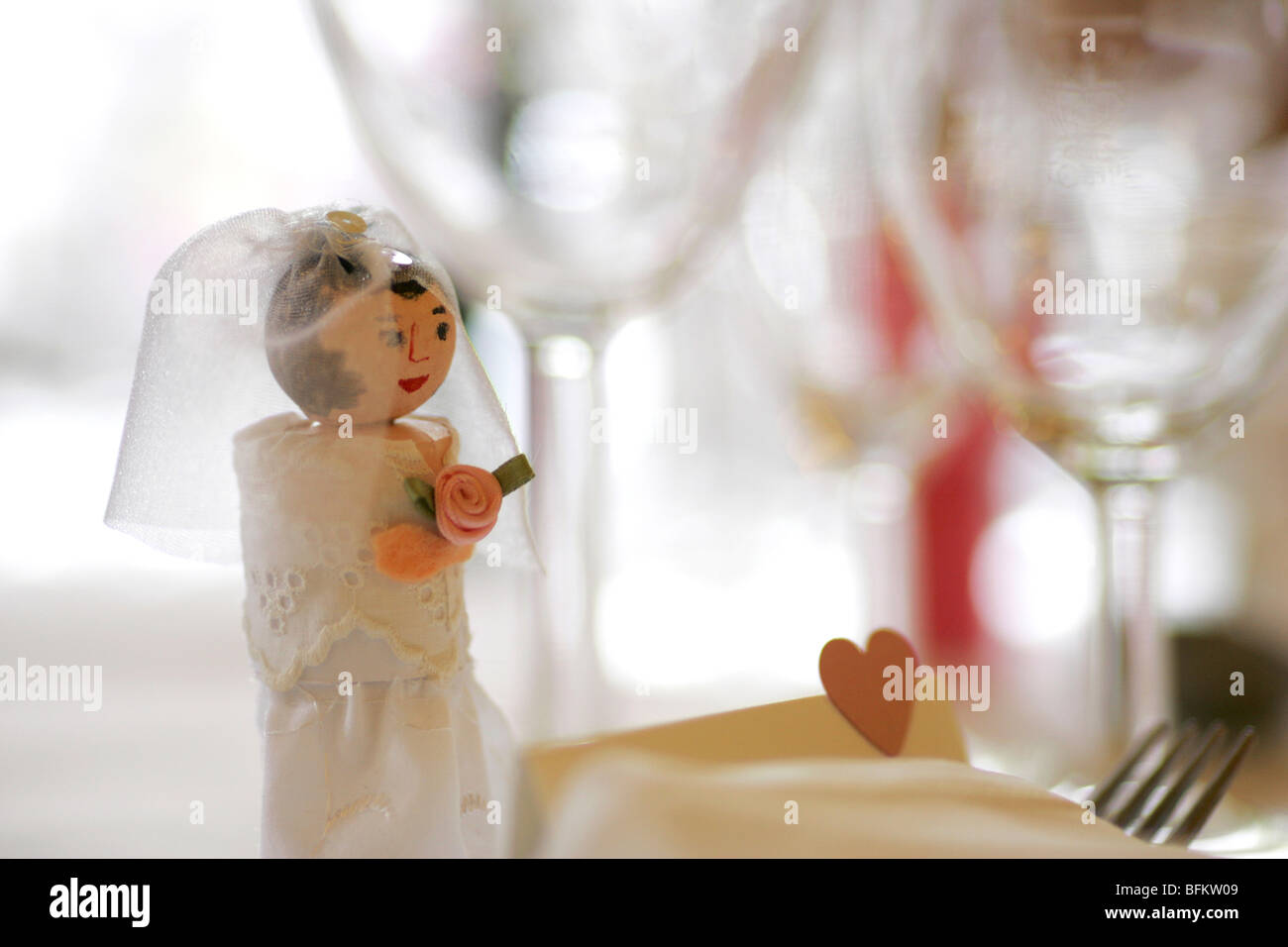 Comical Clothes Peg Bride And Groom Table Decorations At A Wedding