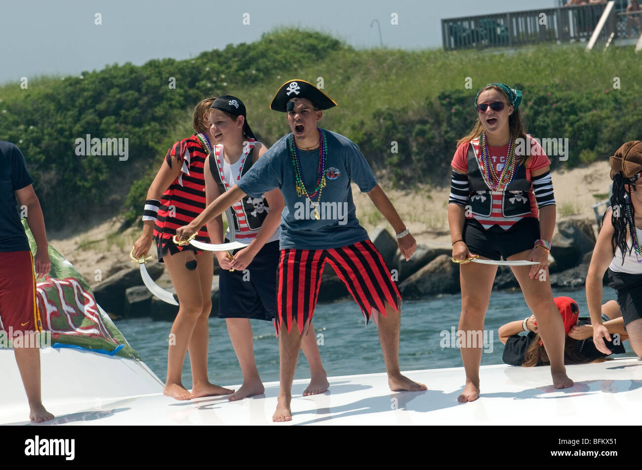 Annual blessing of the fleet in Galilee Rhode Island with kids dressed