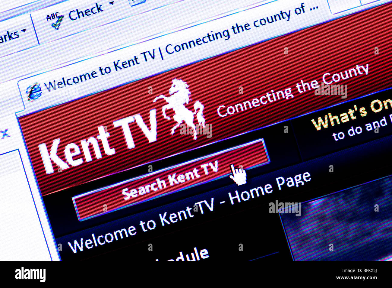 Screenshot of Kent TV - the interactive online television channel launched in 2007 by Kent County Council. Editorial use only. Stock Photo