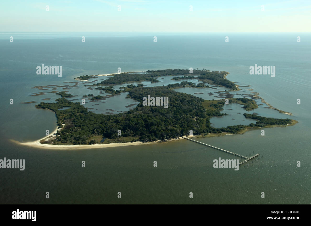 Aerial view of Atsena Otie Key near Cedar Key, Florida, USA Stock Photo