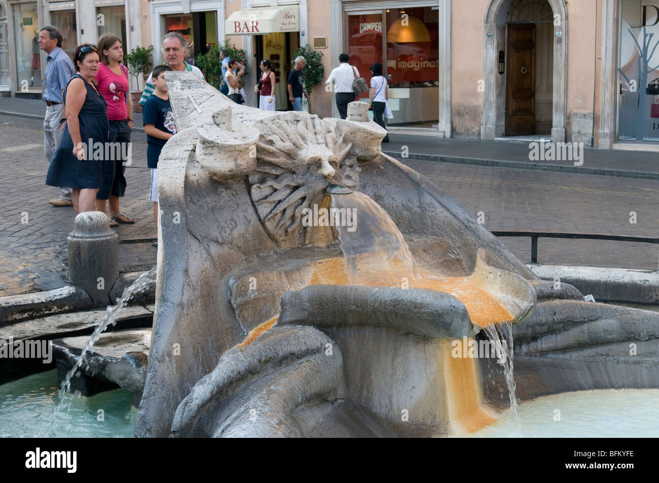Fontana della Barcaccia ('Fountain of the Old Boat') at Piazza di Spagna Stock Photo