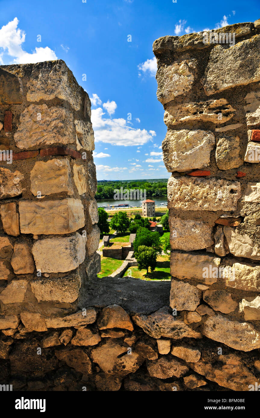 Walls and towers of Kalemegdan fortress in Belgrade Serbia Stock Photo