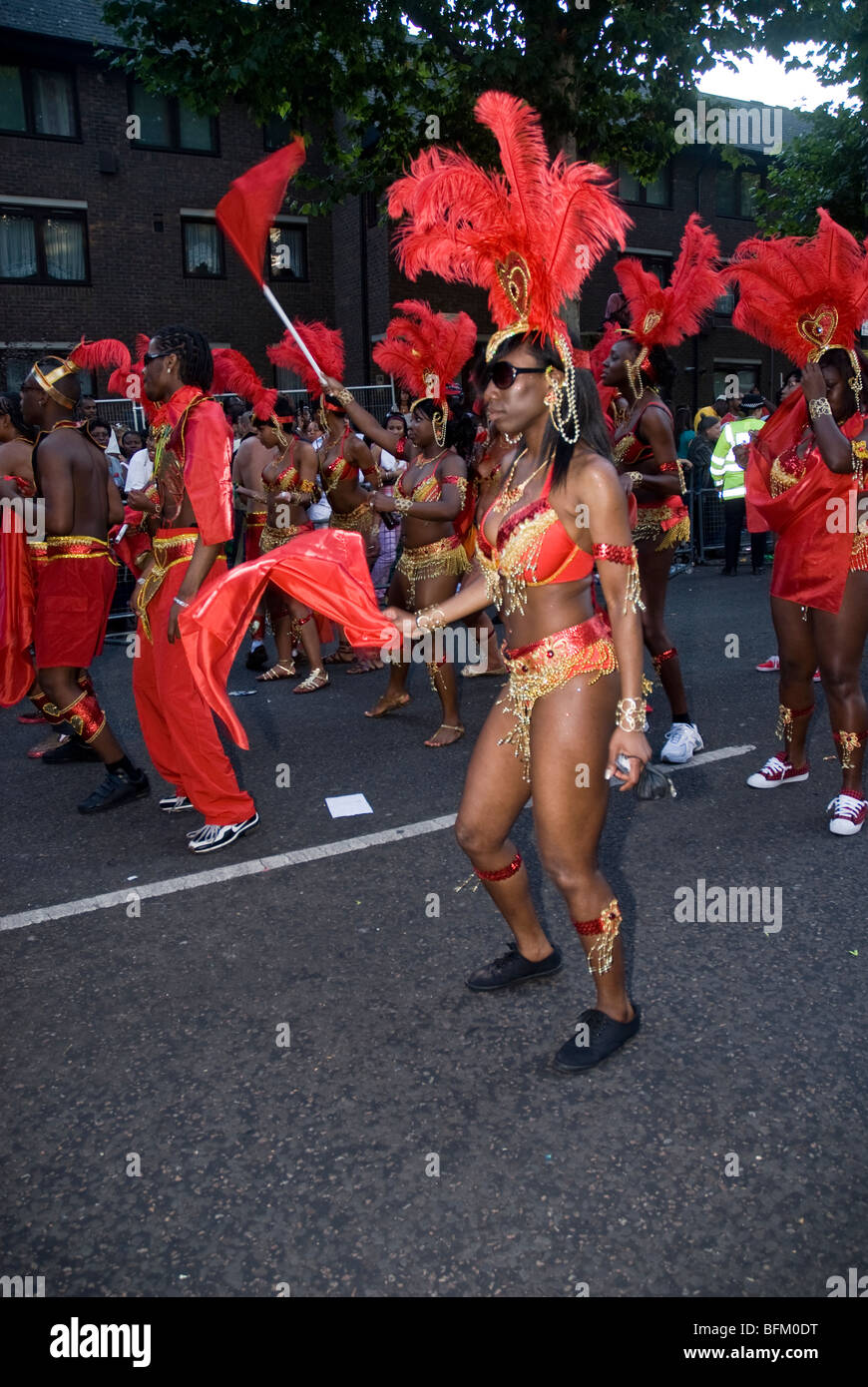 Members and dancers from the Arawaks float at the Notting Hill Carnival 2009 Stock Photo