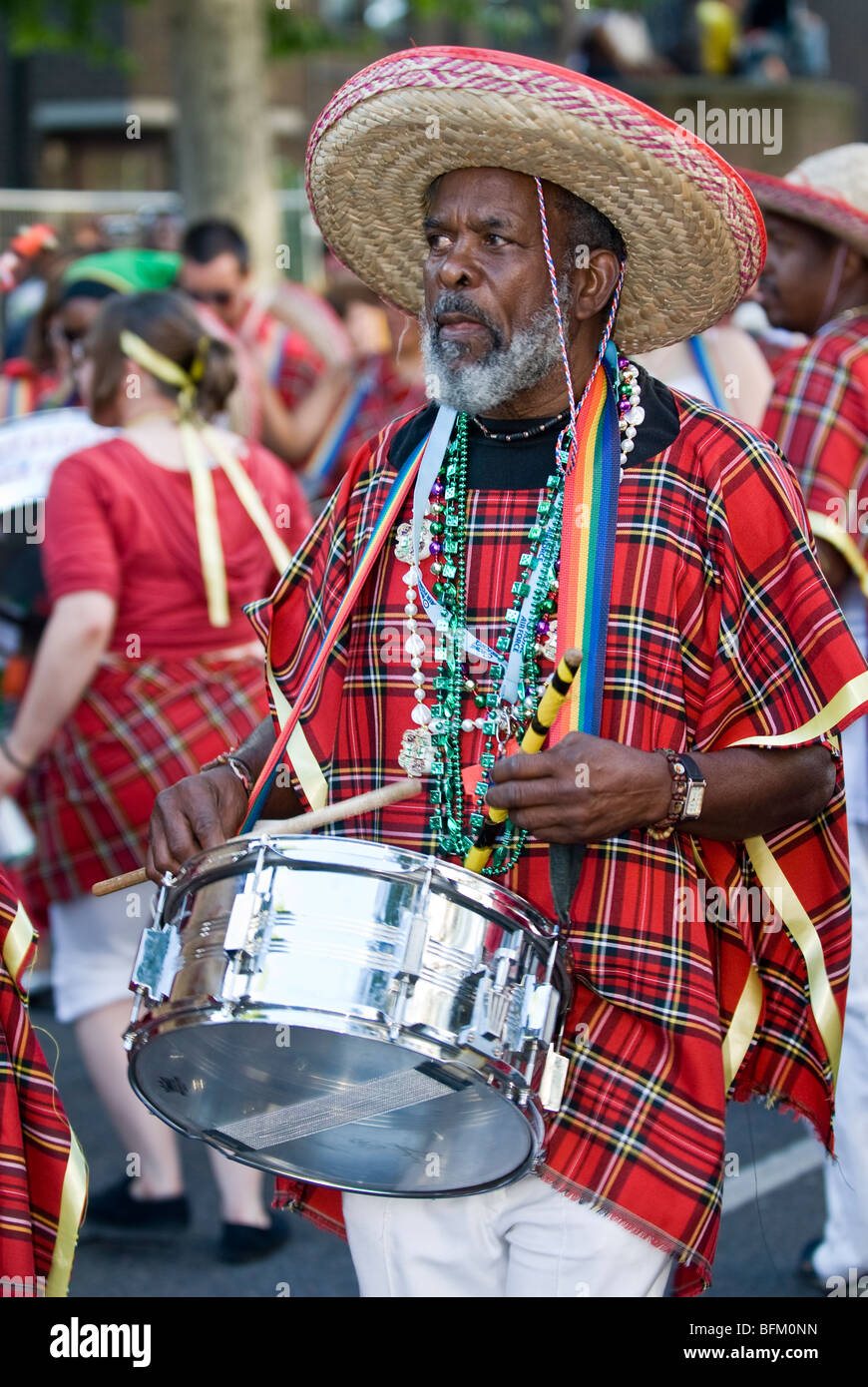 Members from the Nostalga Steel Band at Notting Hill Carnival 2009 Stock Photo