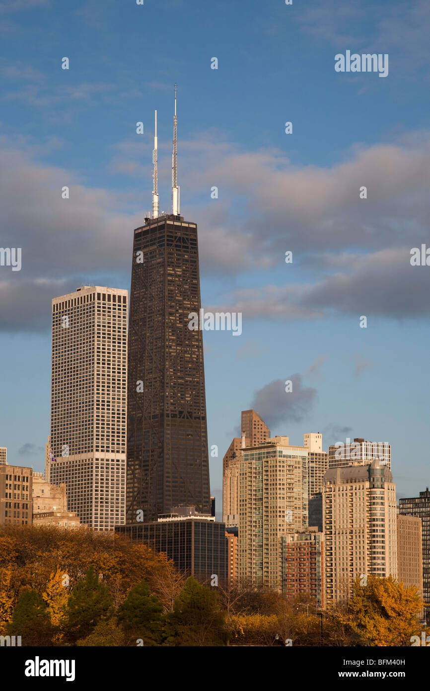 The John Hancock Center Tower in Chicago Illinois USA on a sunny autumn fall day Stock Photo