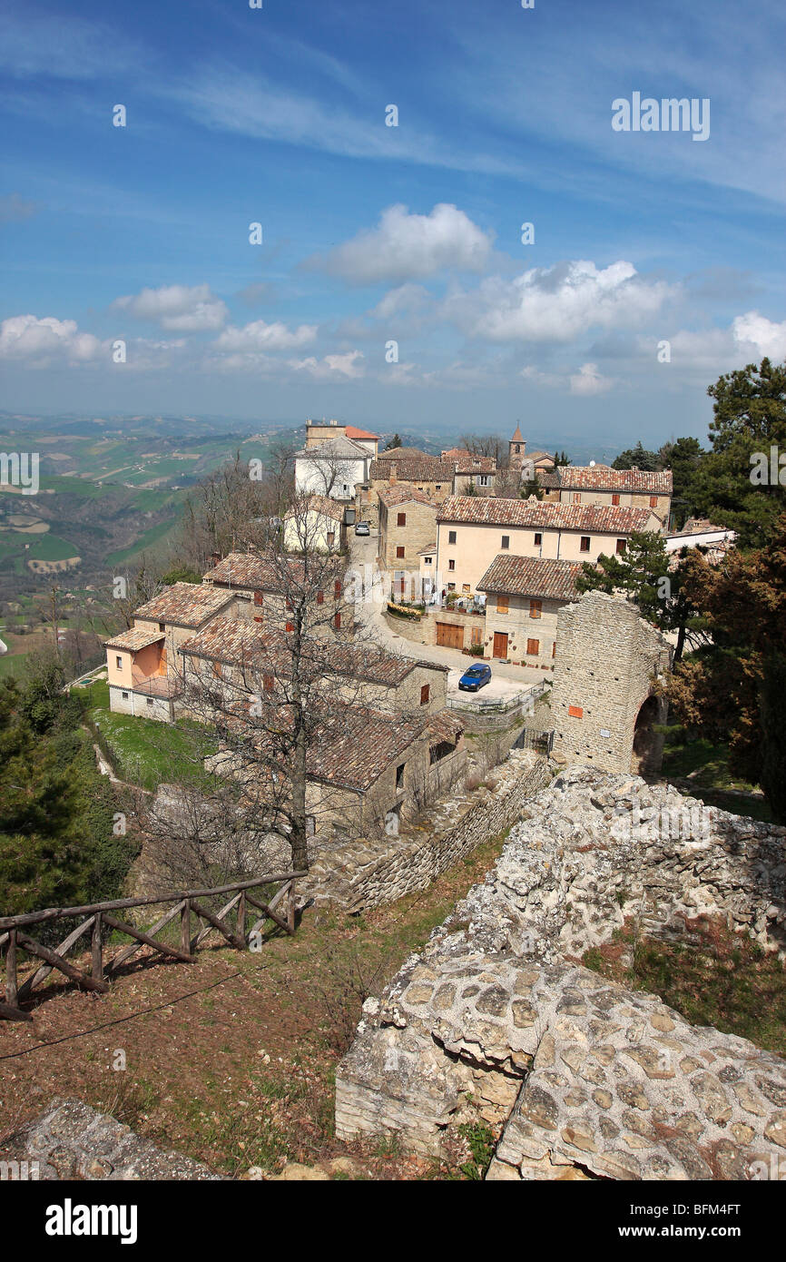 Small Village in Marche Region Italy Stock Photo
