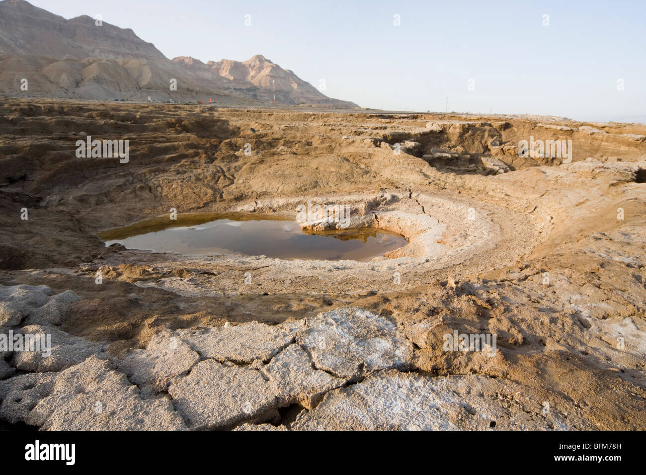 Israel, Dead Sea A sinkhole caused by the receding water level Stock ...