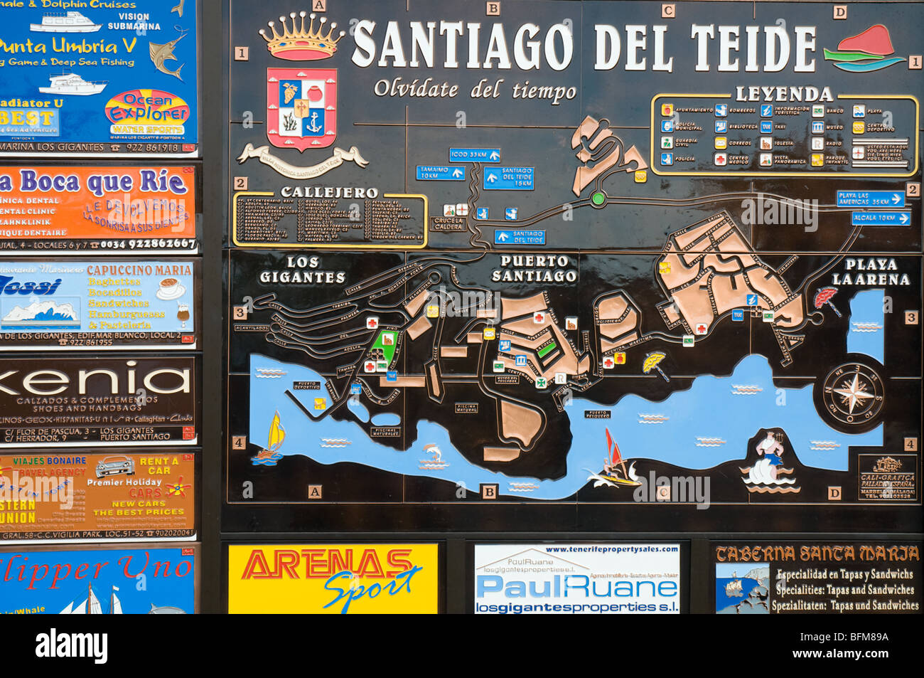 Map of Santiago del Teide for tourists Stock Photo