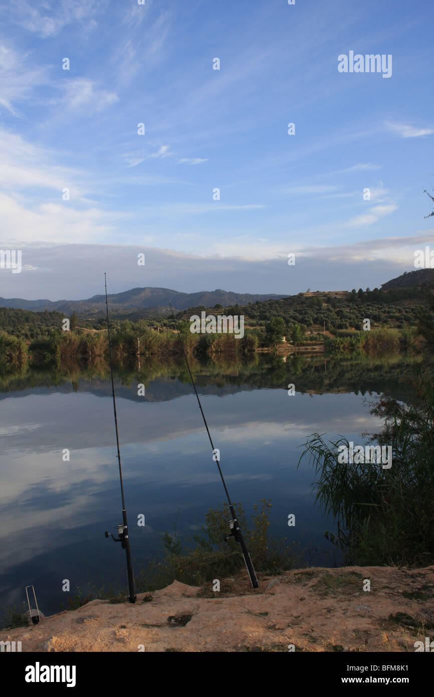 River Ebro fishing Catfish Spain Stock Photo Alamy