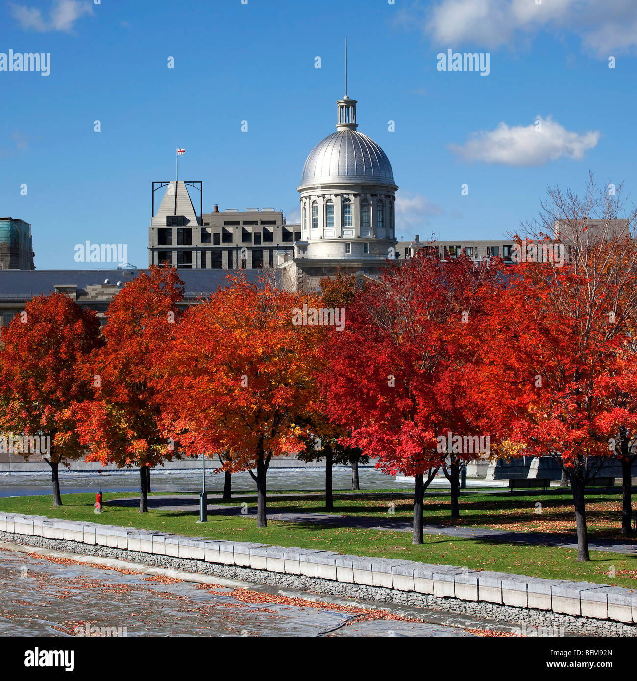 Fall in Bonsecours Bassin Park in Montreal, Canada Stock Photo