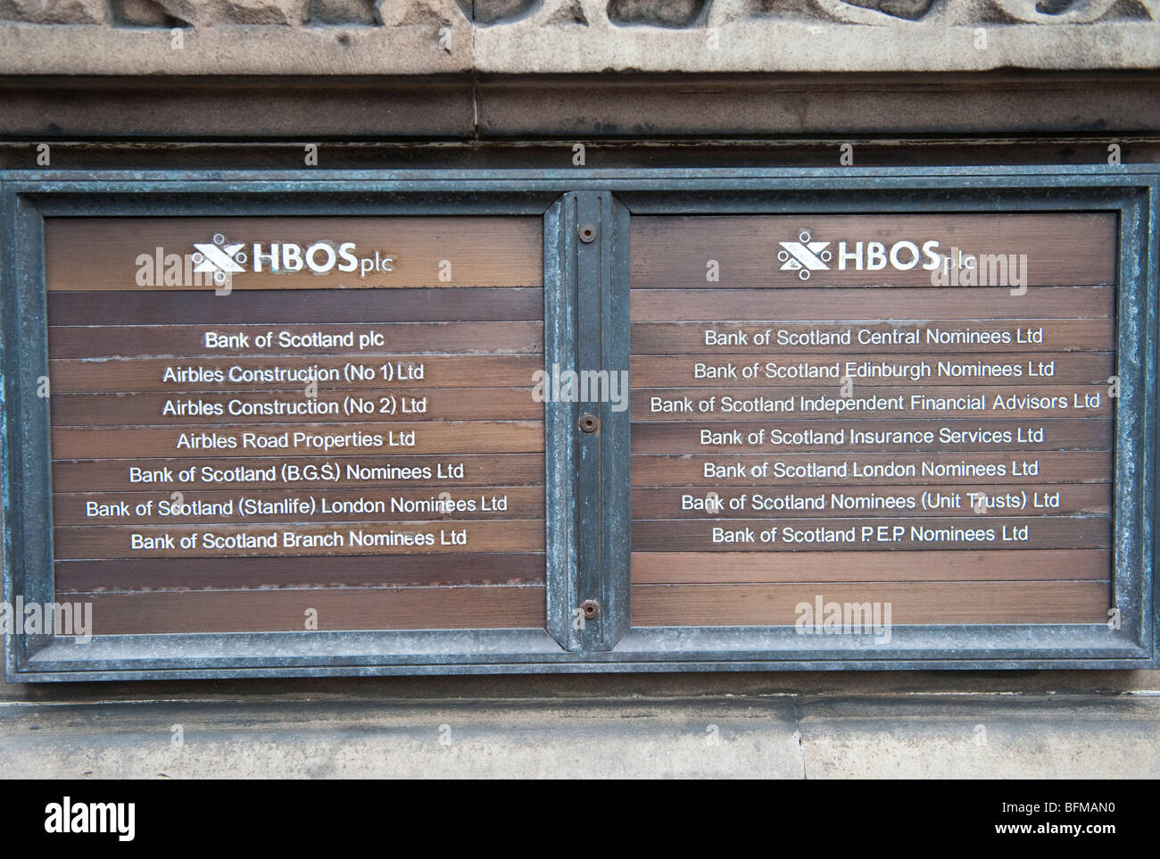 HBOS sign outside headquarters building, The Mound, Edinburgh Stock Photo