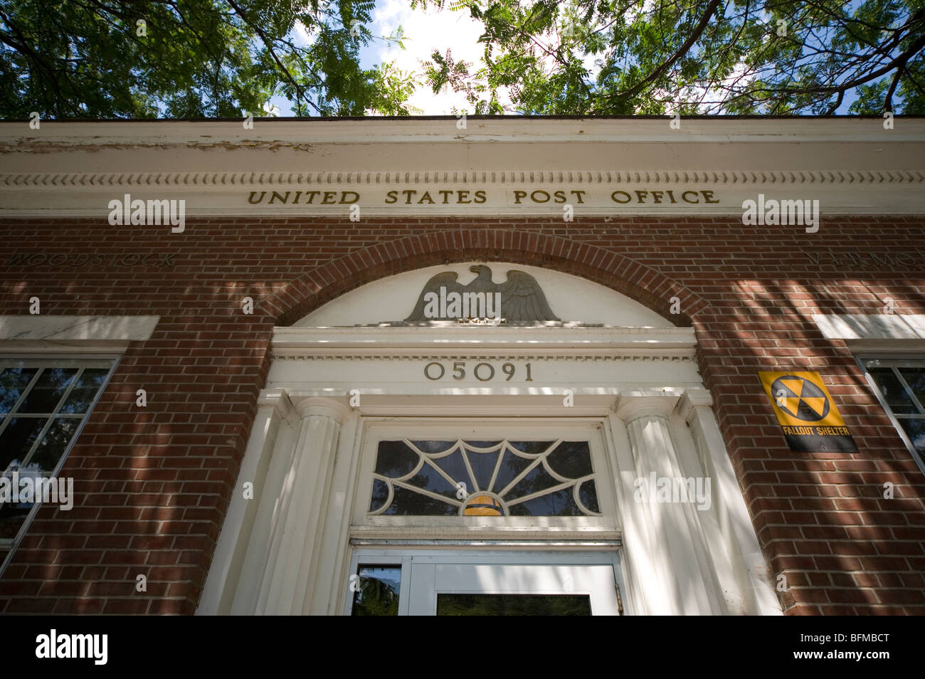Post Office and fall out shelter in Woodstock, Vermont, USA Stock Photo