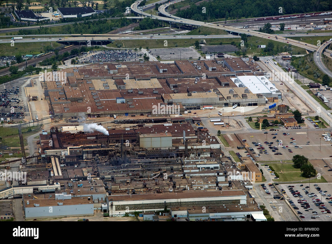 aerial view above Ford Motor Company Engine Plant Casting Plant Brook Park Cleveland Ohio Stock Photo