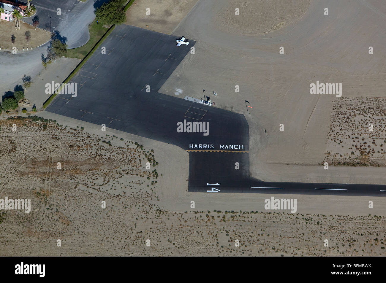 aerial view above Harris Ranch airport central valley California Stock Photo