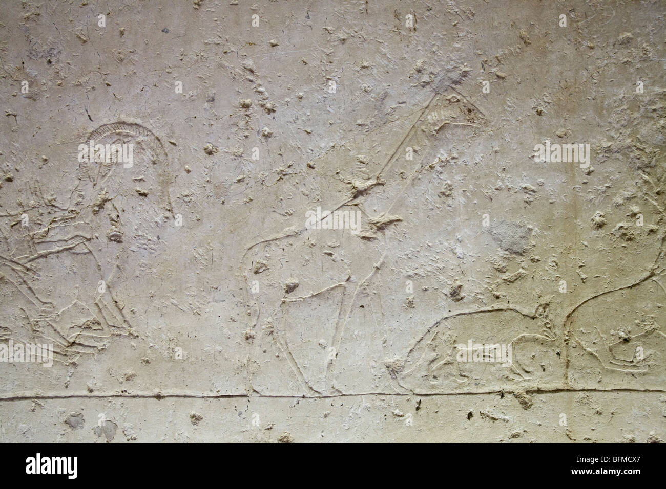 Reliefs of animals in the Tombs at Meir , North West of Assyut in Middle Egypt Stock Photo