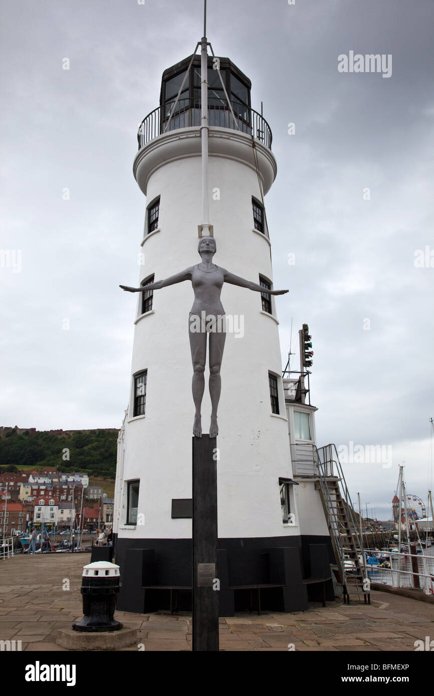 Diving Belle statue at Scarborough Harbour North Yorkshire UK Stock
