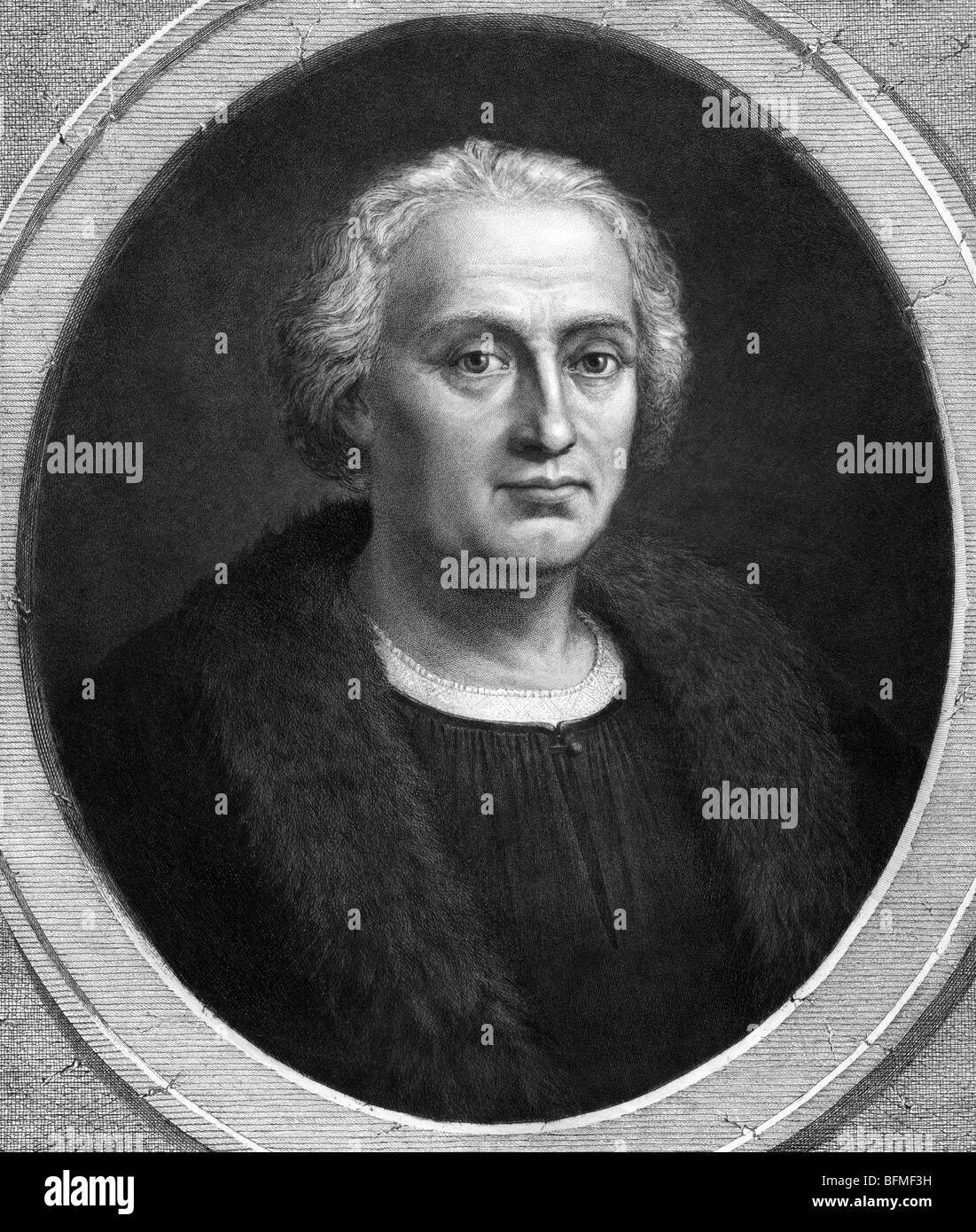 Portrait print c1892 of explorer Christopher Columbus (c1451 - 1506) - the 'discoverer' of America in 1492. Stock Photo