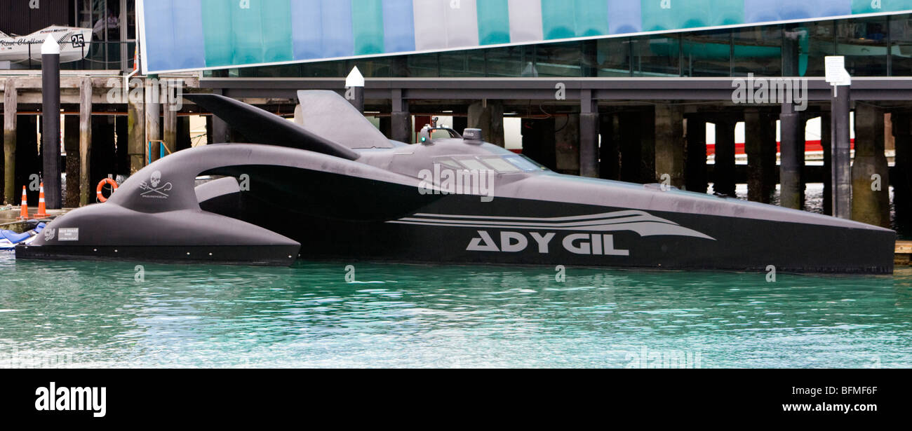 Earthrace renamed Ady Gil at berth Viaduct Harbour, Auckland, New Zealand, Thursday, November 05, 2009. Stock Photo