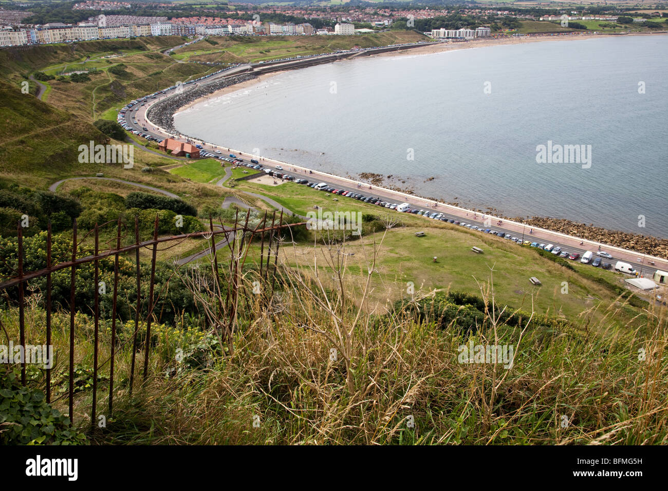 View from Scarborough castle over north bay, North Yorkshire UK Stock Photo