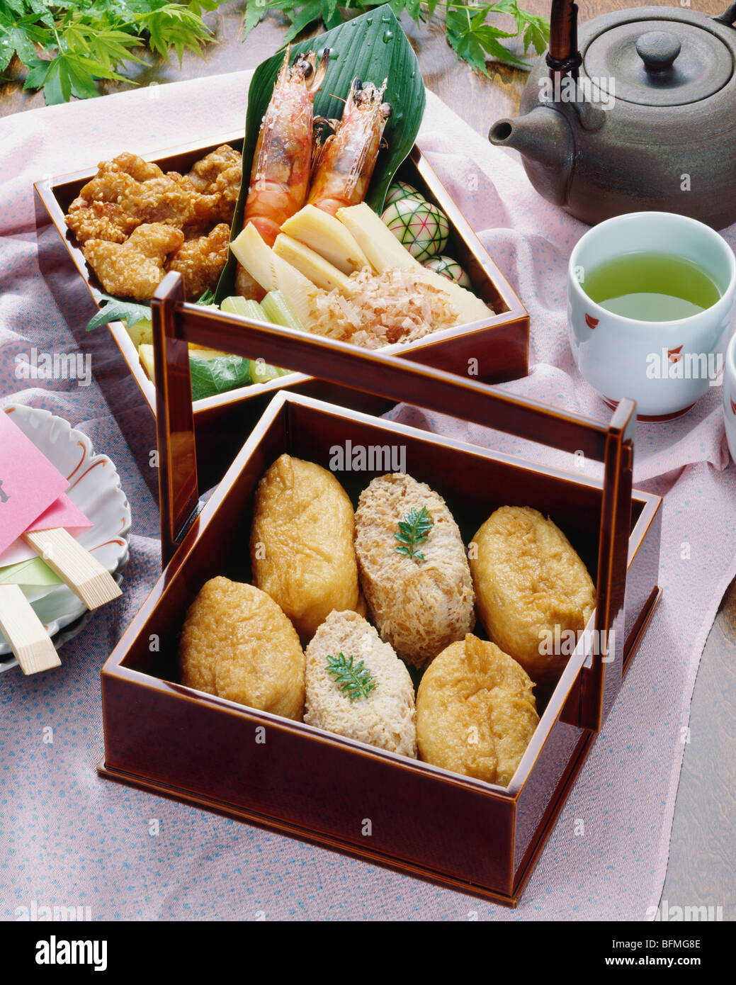 Fried bean curds stuffed with rice in box Stock Photo Alamy