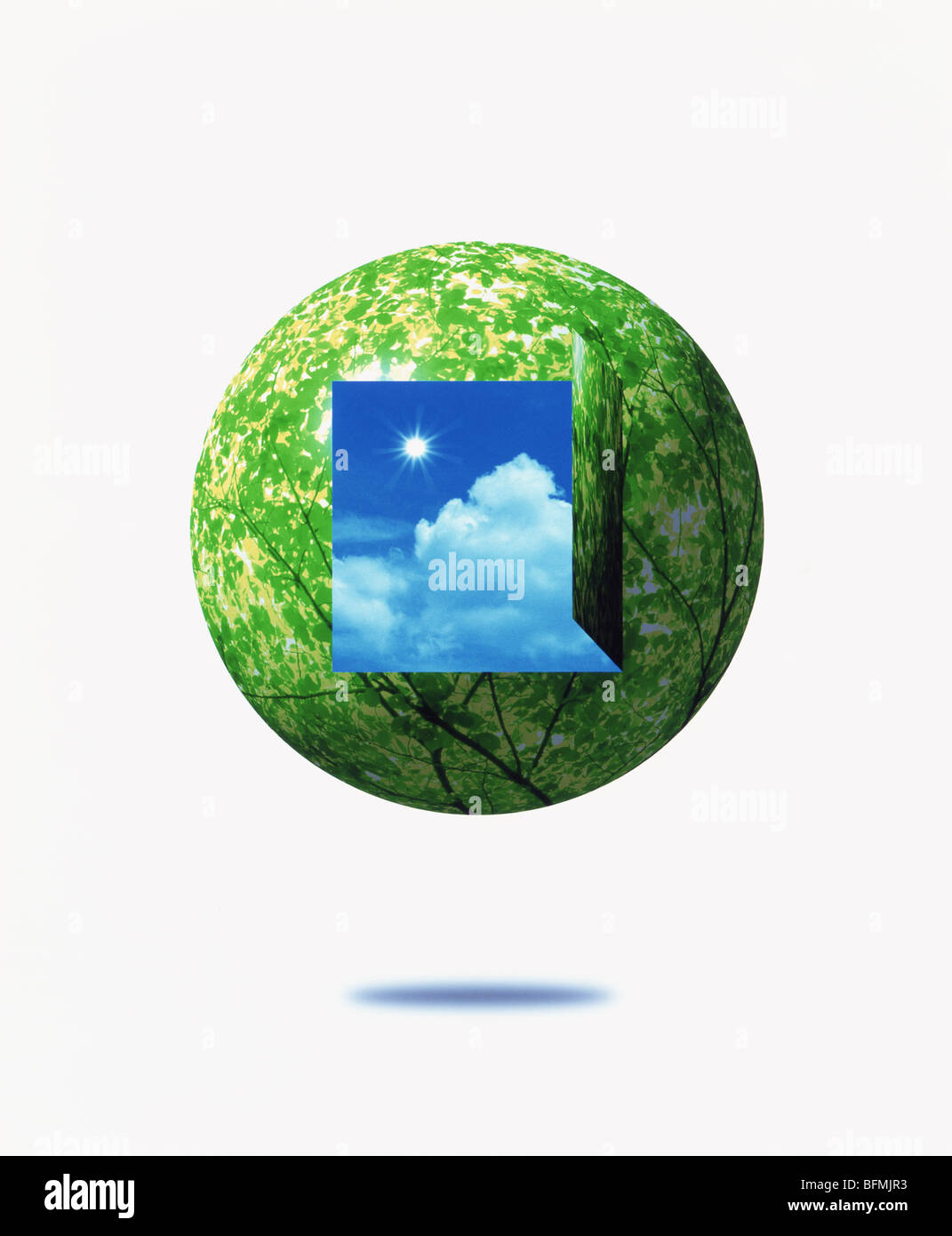 Green Globe with Door Opened Stock Photo Alamy