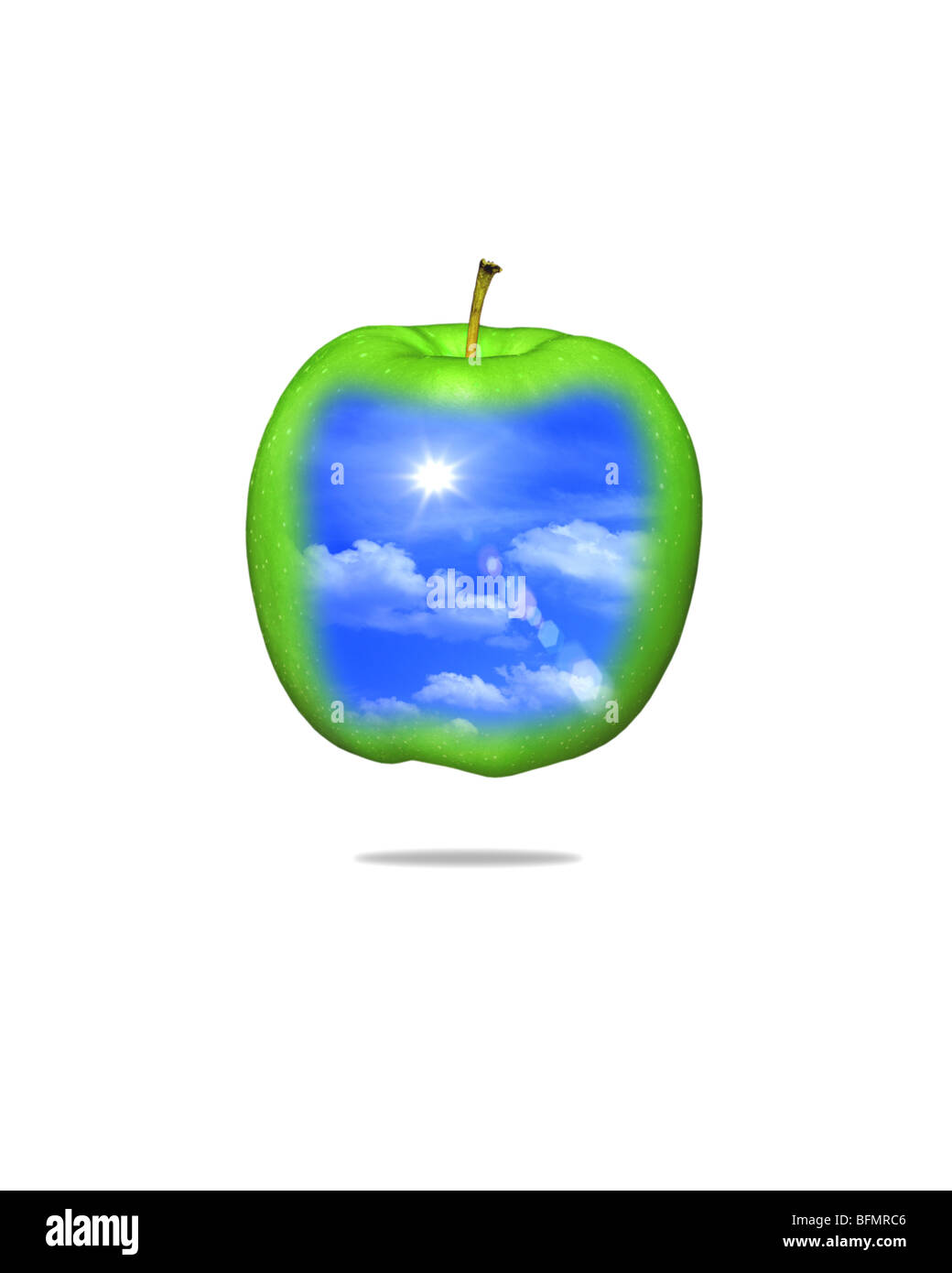 Sky in a green apple Stock Photo Alamy