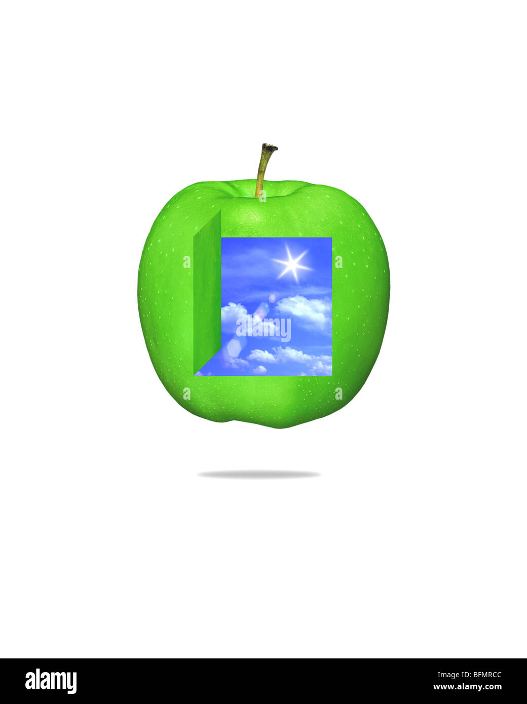 Sky In A Green Apple Stock Photo Alamy