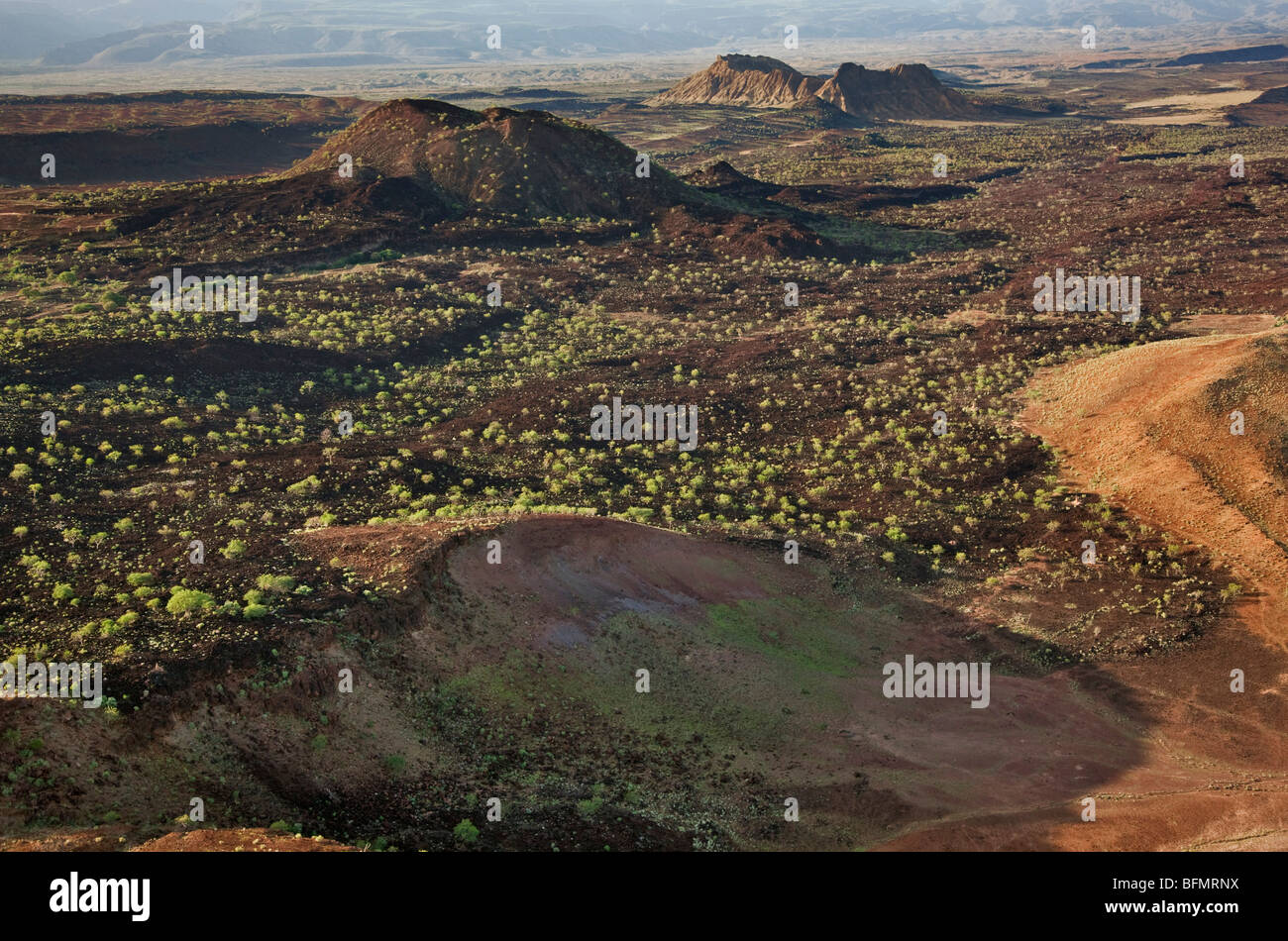 Some of the numerous volcanic craters dotting the northern end of the Suguta Valley. Stock Photo