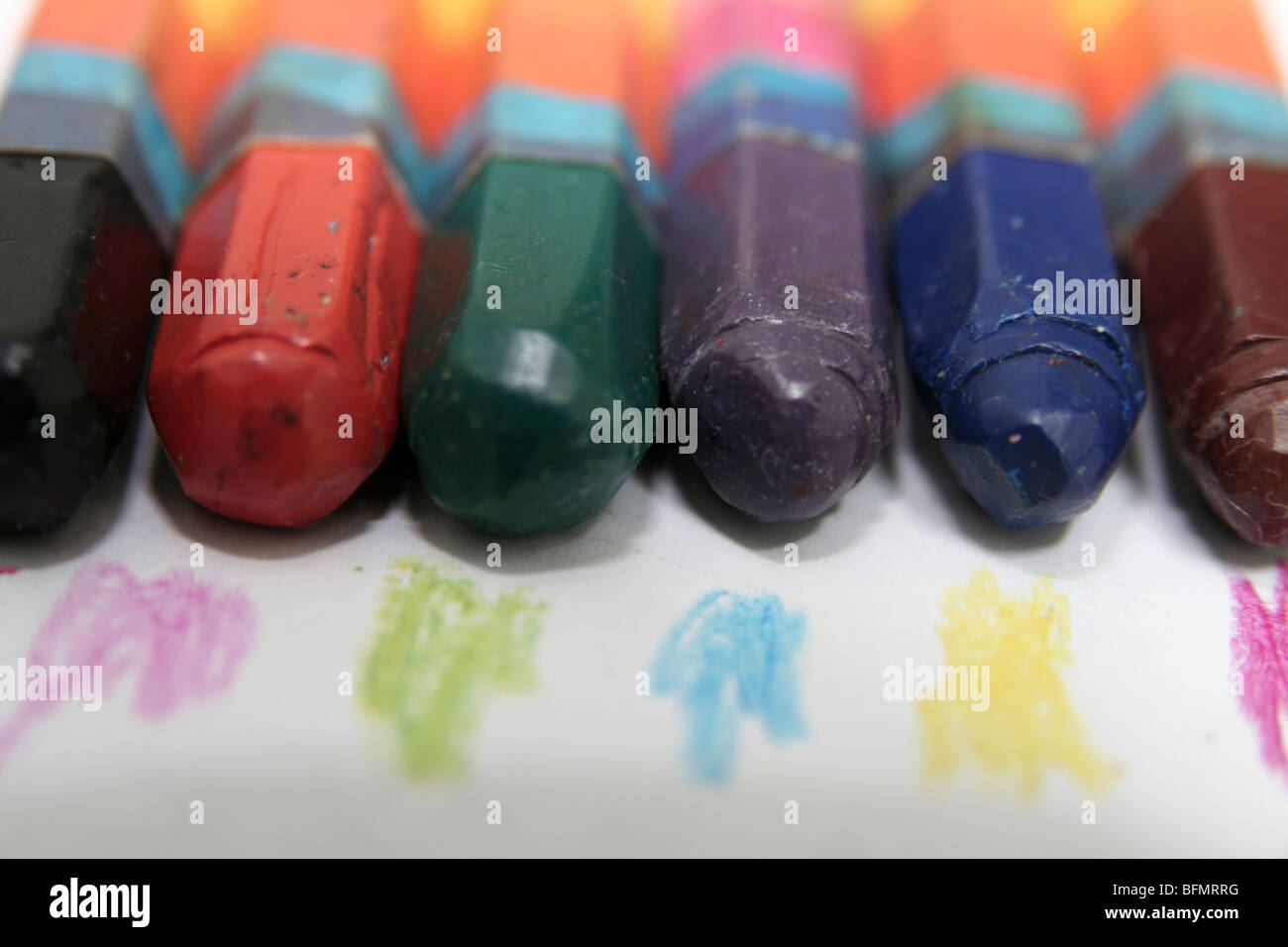 6 wax crayons of various colours Stock Photo Alamy