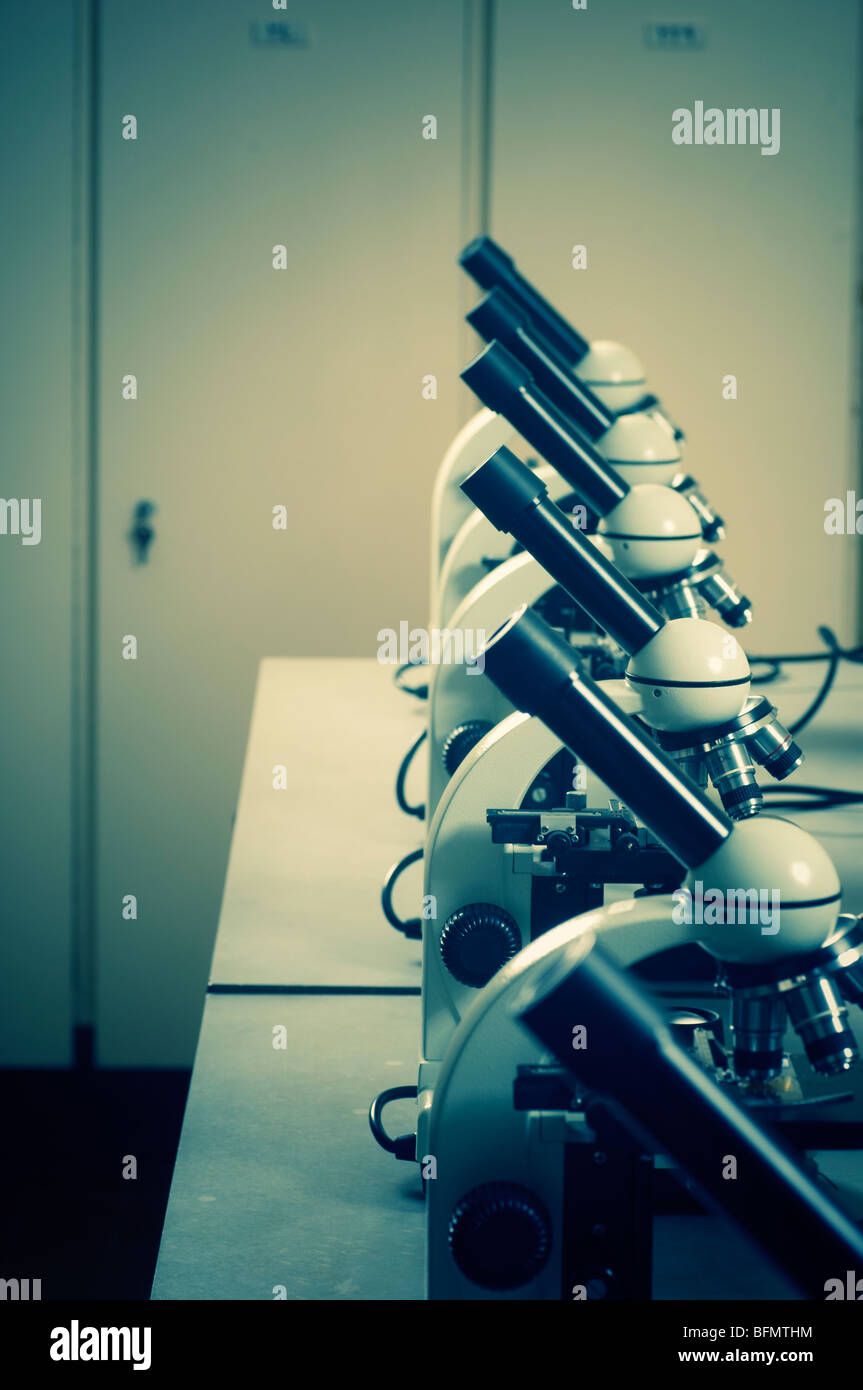 Microscopes inside a laboratory Beirut Lebanon Middle East Asia Stock ...