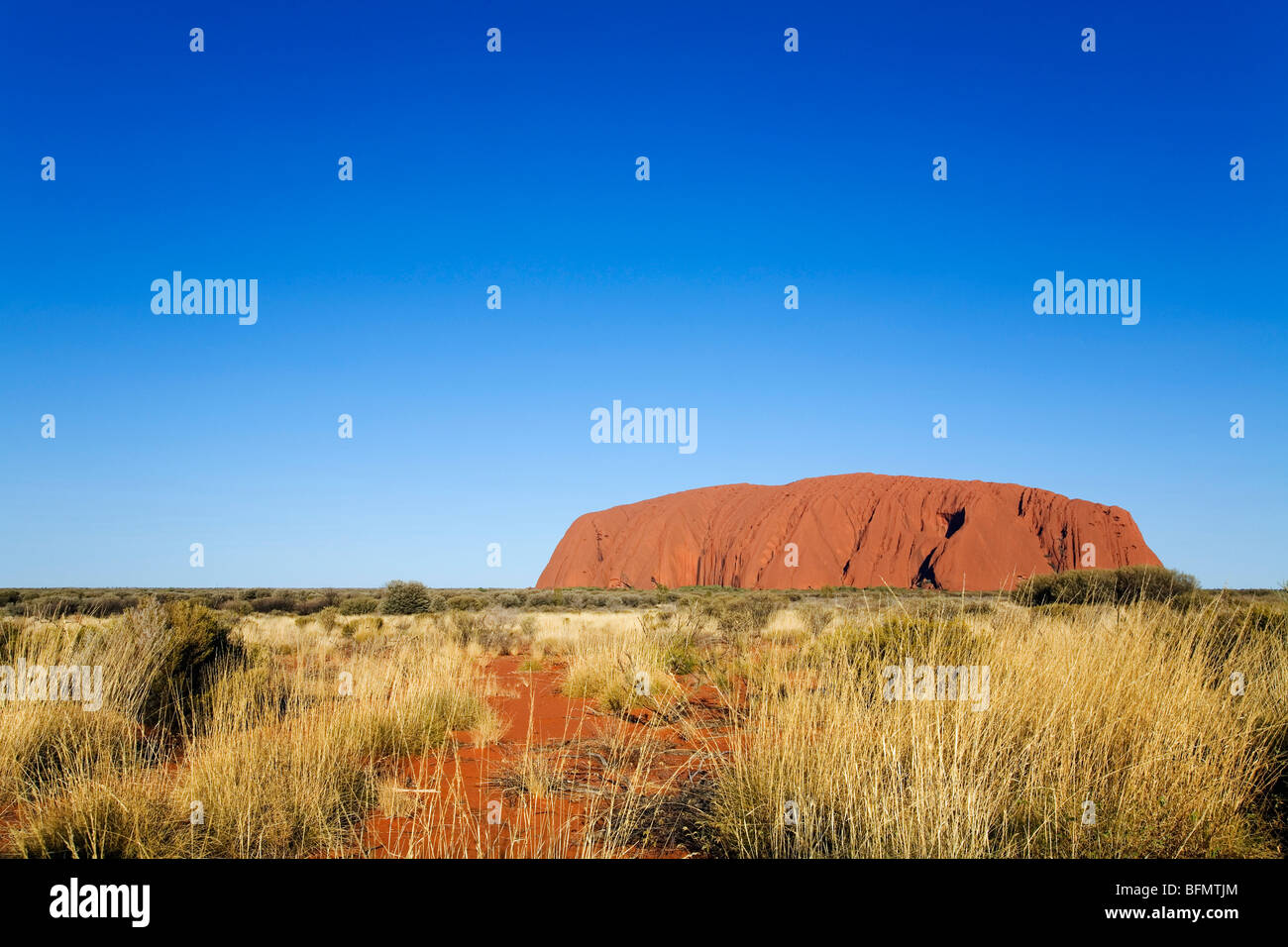 Australia, Northern Territory, Uluru-Kata Tjuta National Park.   Uluru (Ayers Rock) at sunset.  (PR) Stock Photo