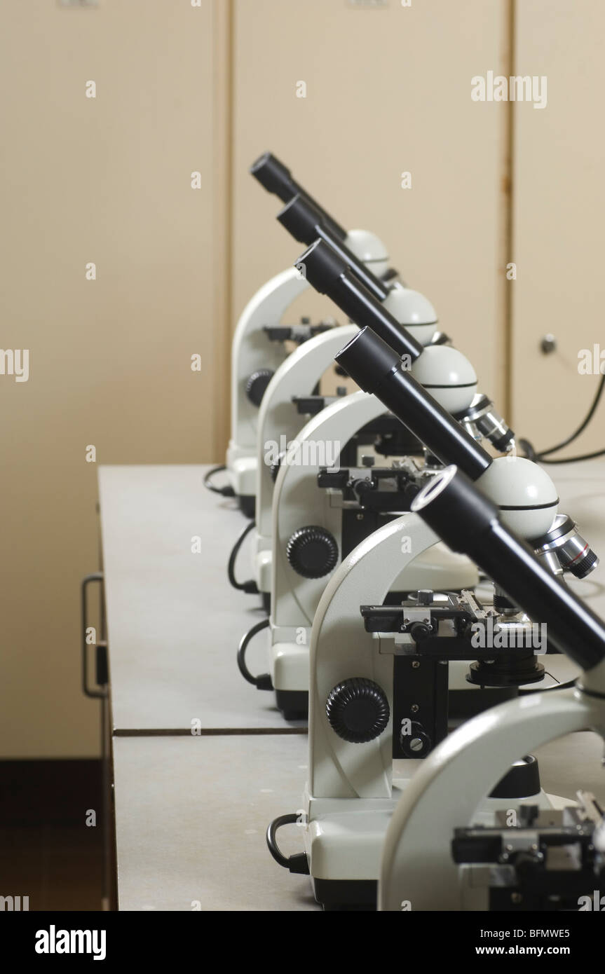 Microscopes inside a laboratory Beirut Lebanon Middle East Asia Stock ...